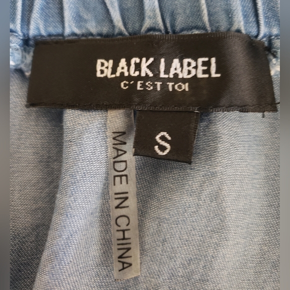 BLACK LABEL C'EST TOI SOF BLUE TENCEL OFF THE SHOULDER DRESS SIZE S - Picture 7 of 7